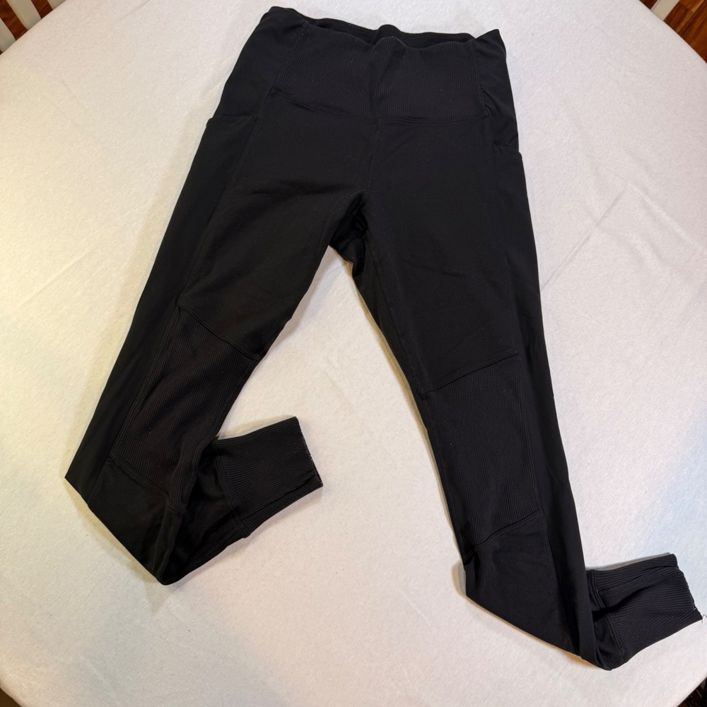 Athleta Excursion Hybrid Tight Women S Black Ribbed Gorpcore Activewear Yoga Gym